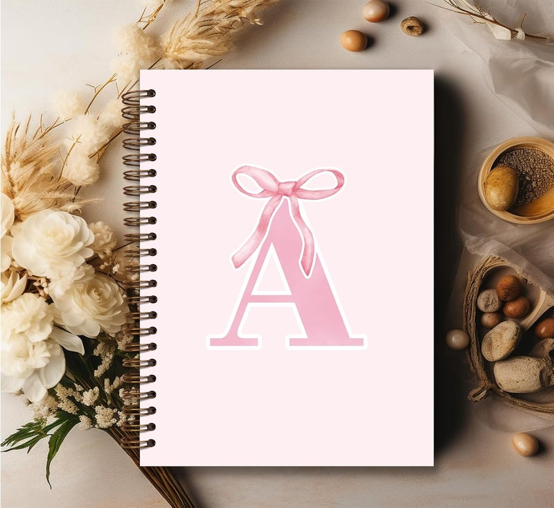 foedor Pink Bow Journal Notebook for Girls,Initial A Journals Personalized Diary Gifts for Teen Girl Kids,Monogrammed Gifts for Women,Trendy Coquette Cute Hardcover Spiral Notebook 5.5 x 8.3 - Image 3